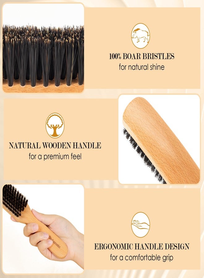 STYLEMATE Slick Back Hair Brush for Women Men Kid, Natural Soft Boar Bristle Hair Brush for Thin & Fine Hair, Smoothing Hairbrush for Polishing, Deepening & Styling - Image 5
